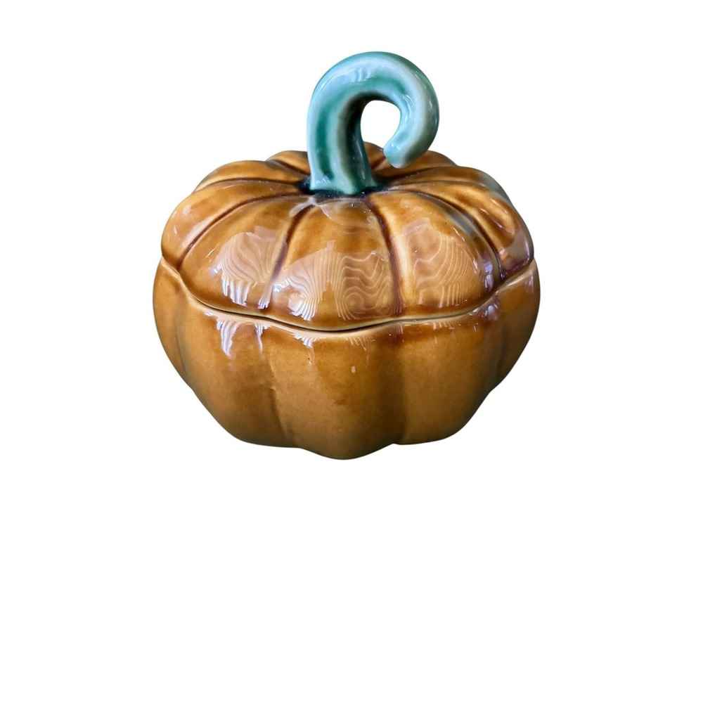 Williams Sonoma Autumn Pumpkin Shaped Covered Dish Soup Bowl Tureen Fall Pumpkin